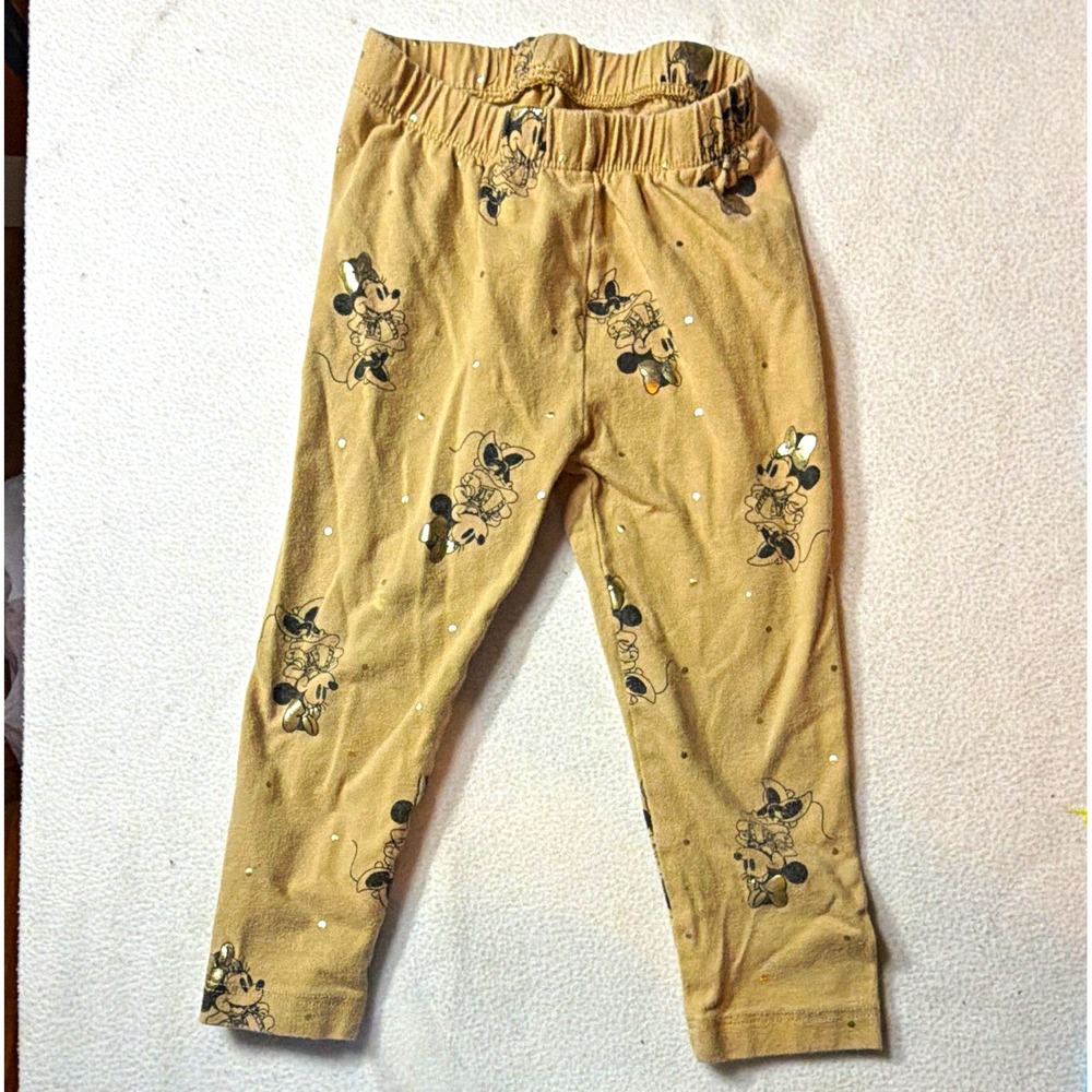 Disney Minnie Mouse Beige Pull On Leggings Elastic Waist 18-24M